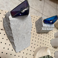 Stained glass 3-D triangle with light catching prism