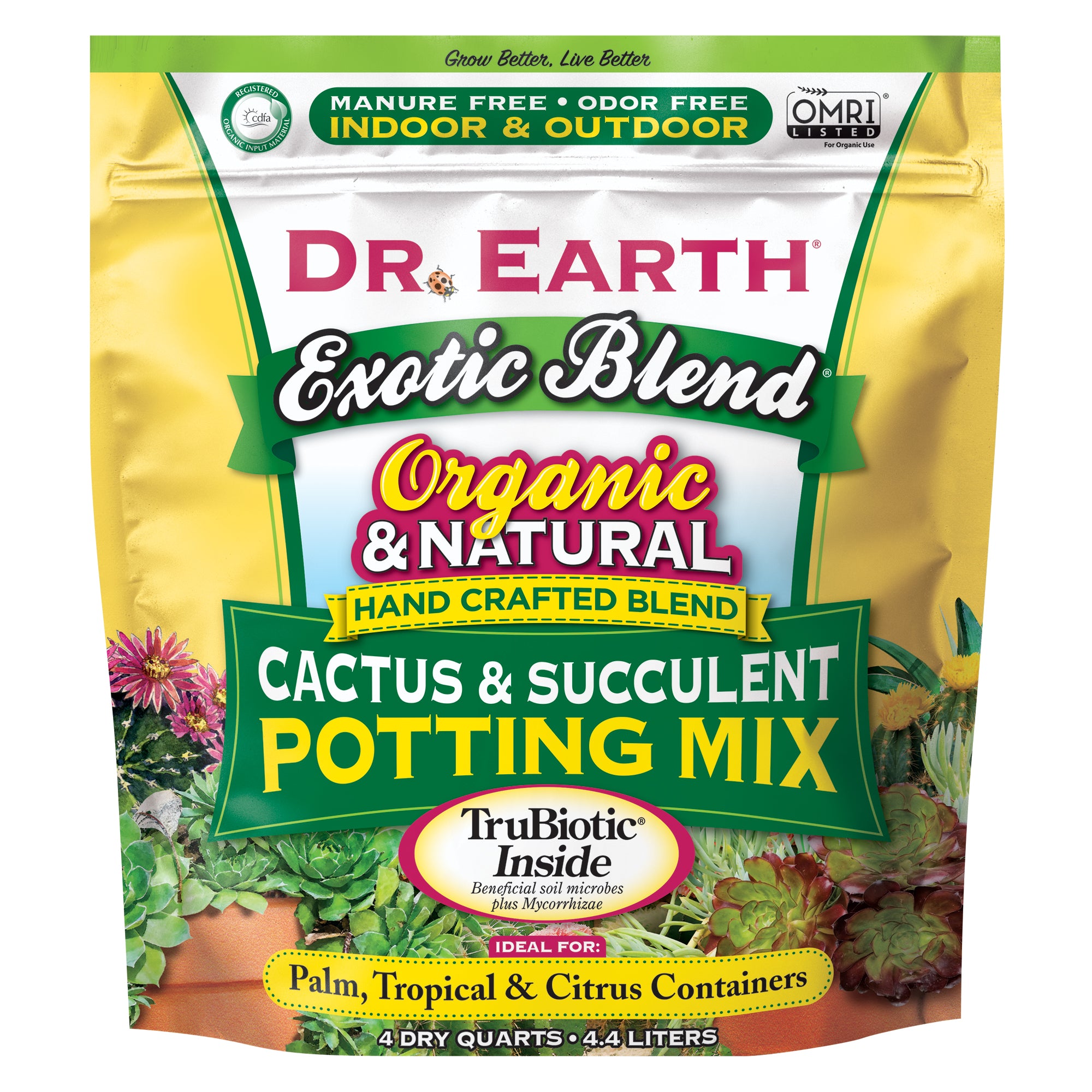 Dr. Earth 815 Exotic Blend Organic Cactus & Succulent Potting Mix, 4 Quart