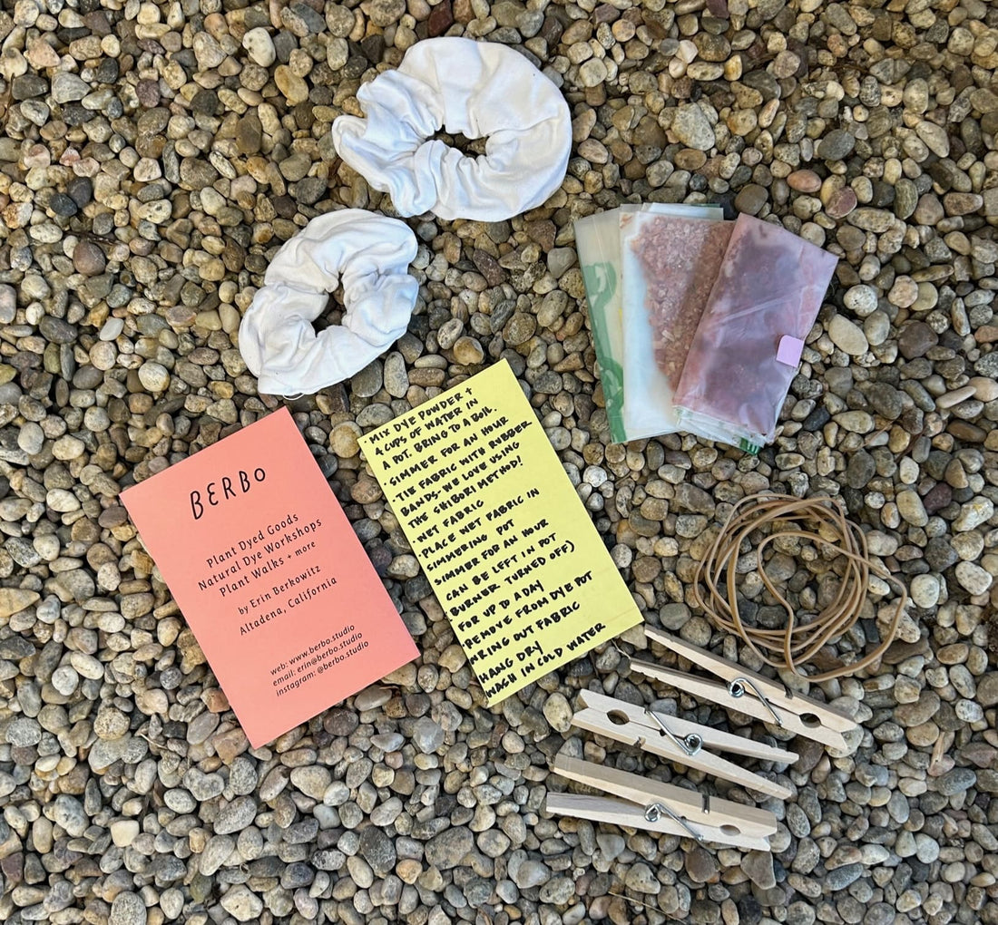 DIY Natural Dye Kit - Two Cotton Hair Scrunchies Contents