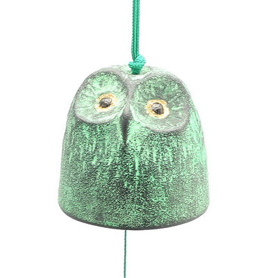 Green Gold Owl Wind Chime