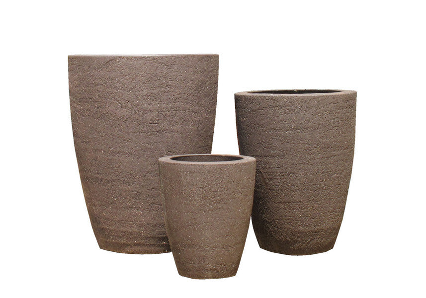Brown Clay Round Tall Indoor/Outdoor Planter