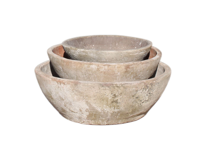 Antiqued Low Bowl Indoor/Outdoor Planter