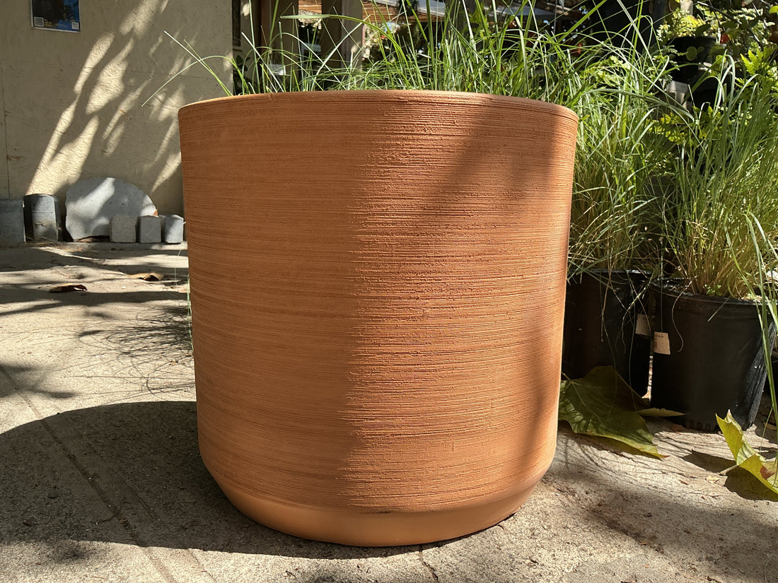 15" Deep Cylinder Textured Clay Pot