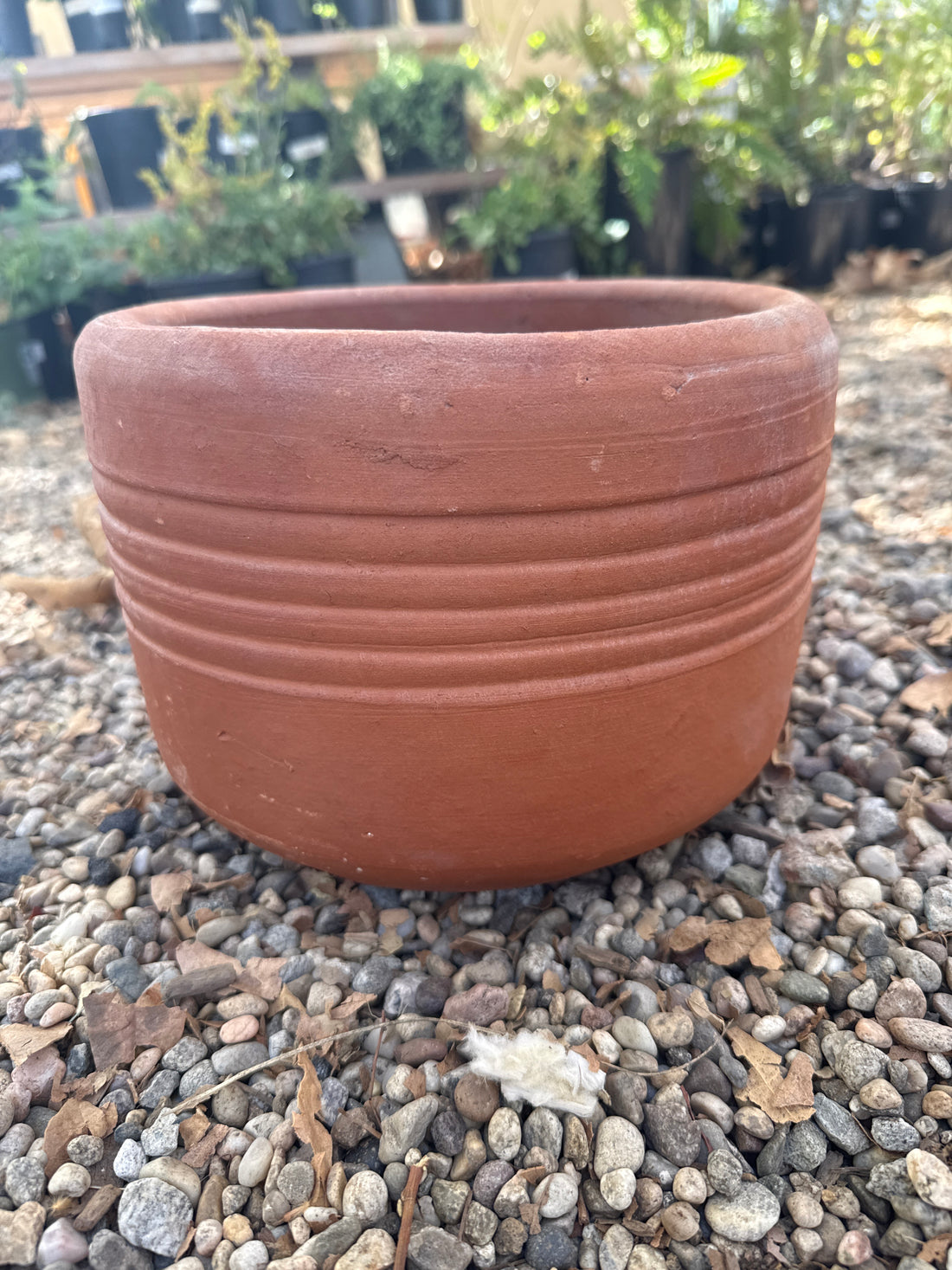 Dark Clay Cylinder Pot with lines