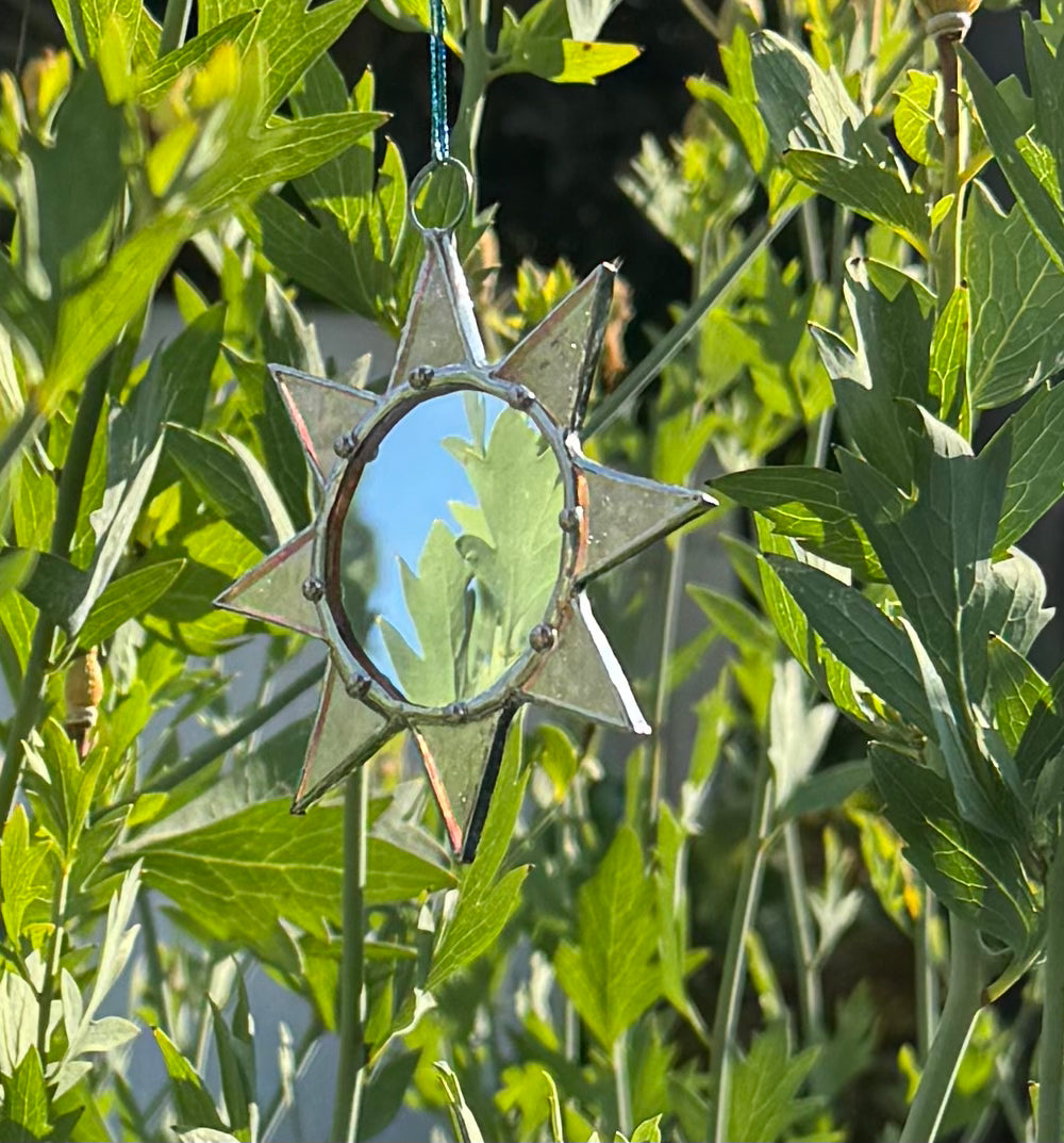 Stained Glass Celestial Mirror Suncatcher