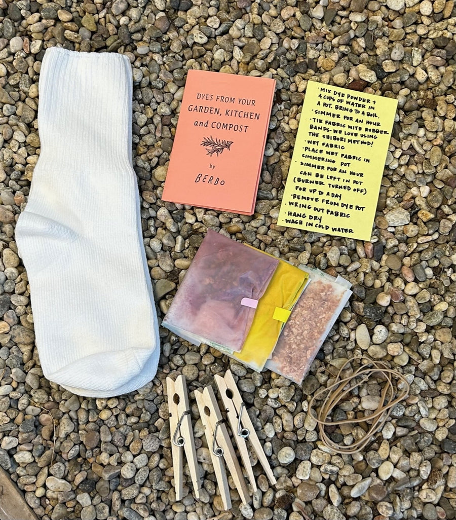 DIY Natural Dye Kit - One Pair of Kids Socks Contents