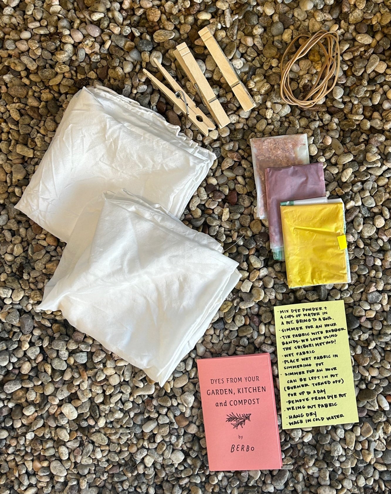 DIY Natural Dye Kit - Two Silk Play Scarfs Contents
