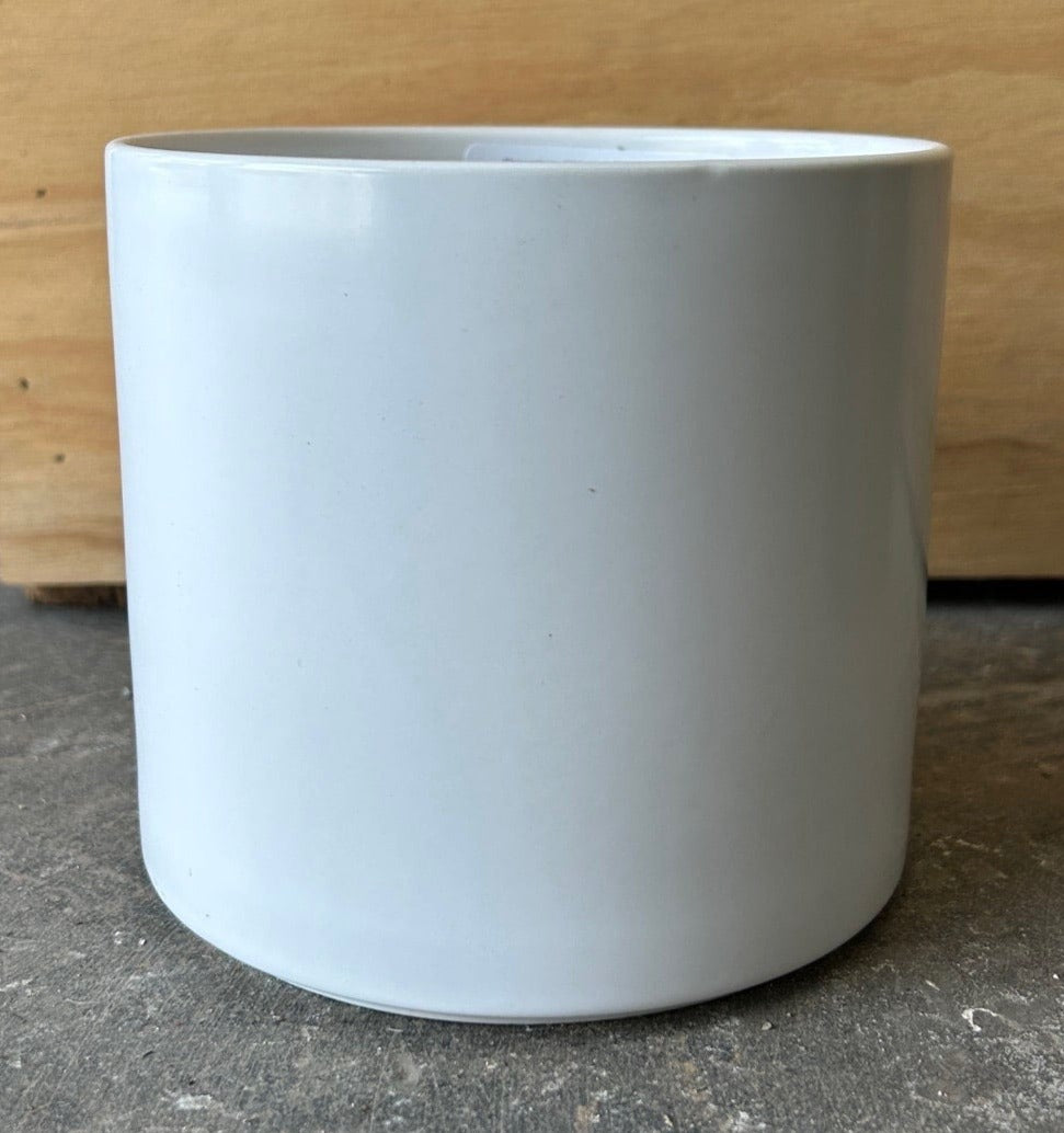 Porcelain Glazed Cylinder Pot - White