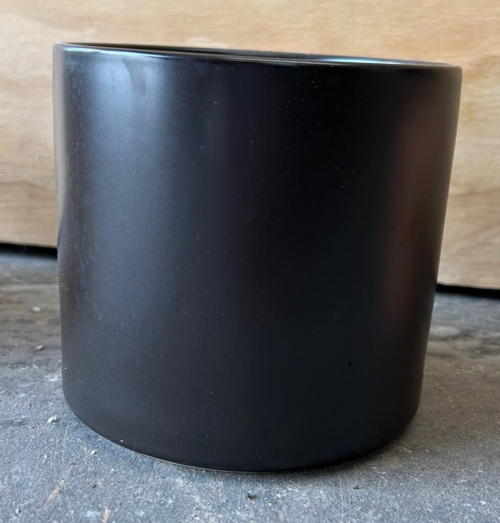 Porcelain Glazed Cylinder Pot -  Black