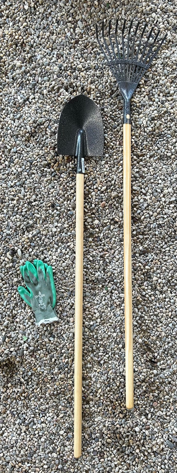 Kid's Shovel with Wood Handle + Kid's Rake