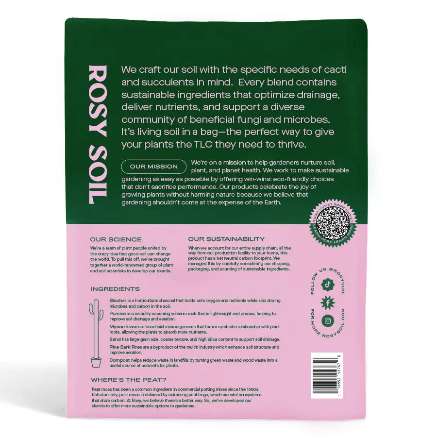 Rosy Organic Cactus &amp; Succulent Mix 4 qt
