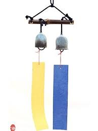 Kashiwagi Wind Bell Set with 2 Bells on a Bamboo Hanger