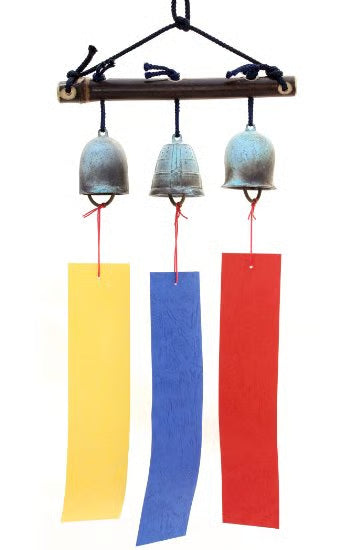 Kashiwagi Wind Bell Set with 3 Bells on a Bamboo Hanger