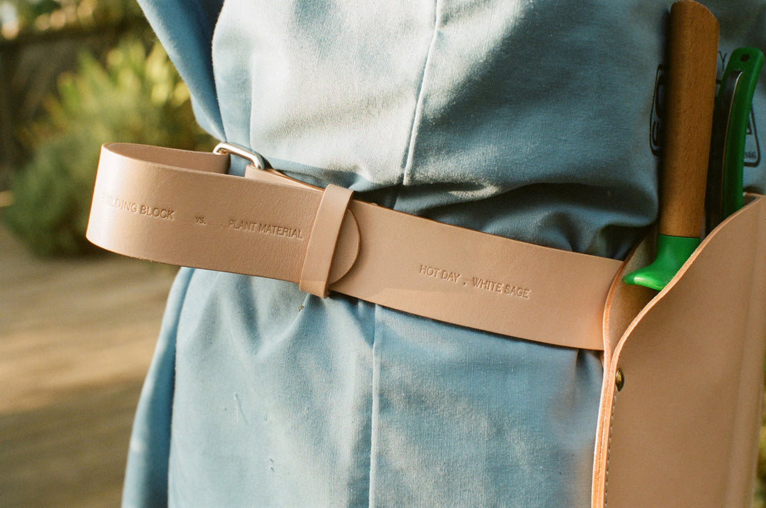 Plant Material X Building Block Leather Belt