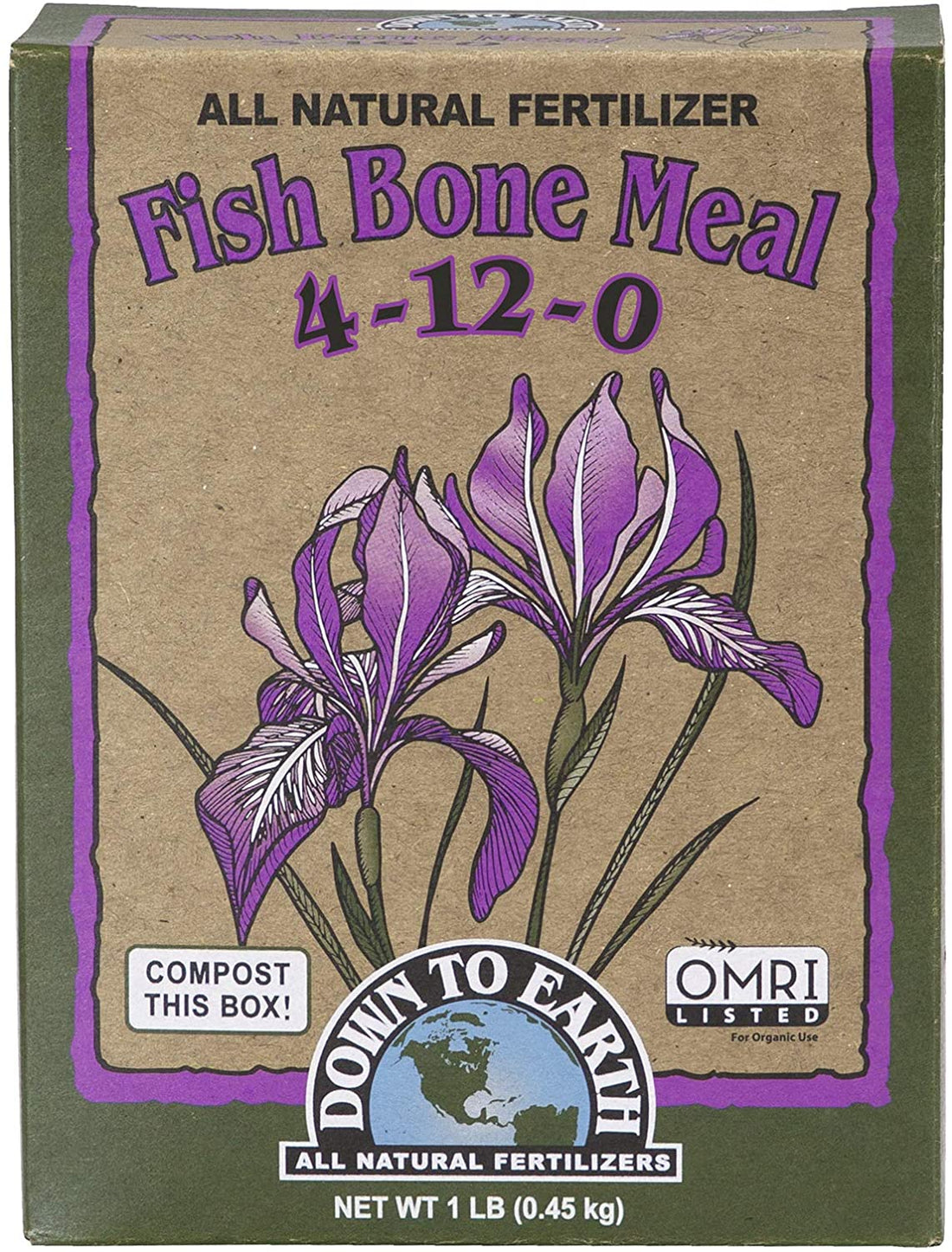 Down to Earth Organic Fish Bone Meal Fertilizer Mix 4-12-0 1LB