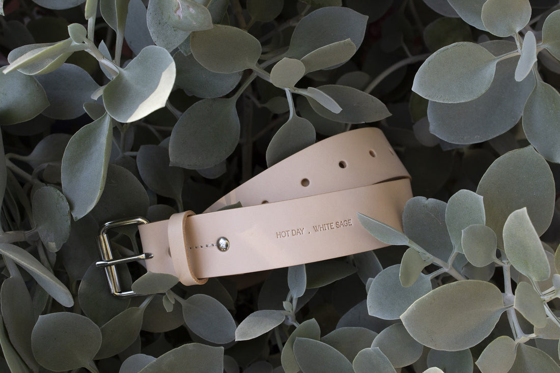 Plant Material X Building Block Leather Garden Belt Hot Day, White Sage