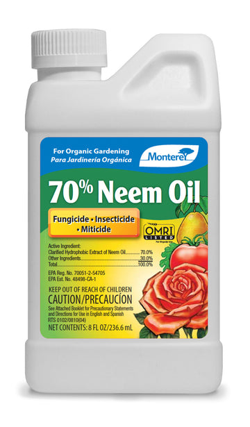Monterey 70% Organic Neem Oil Fungicide Insecticide Miticide Concentrate 8 fl oz