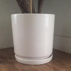 15” Deep cylinder Matte White Pot