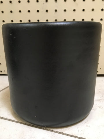6” Deep Buff Glazed - Matte Black Cylinder Pot