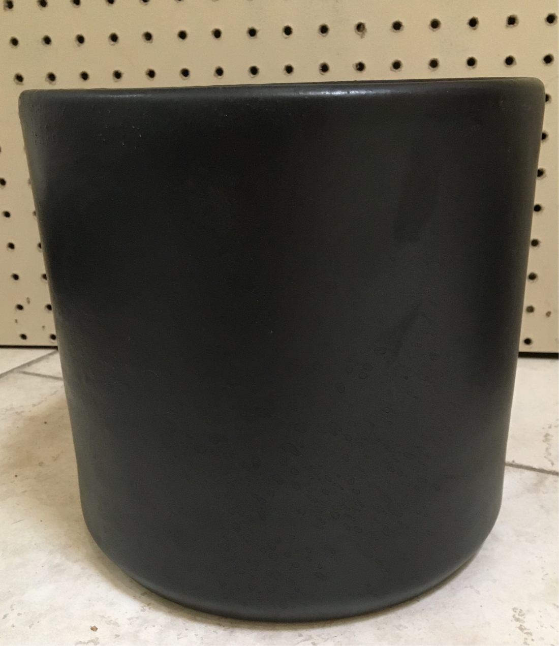 8” Deep Buff Glazed- Matte Black Cylinder Pot